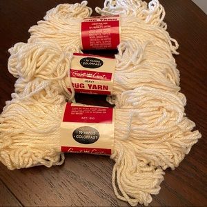 Vintage Grant Crest Heavy Rug Yarn White 3 skeins